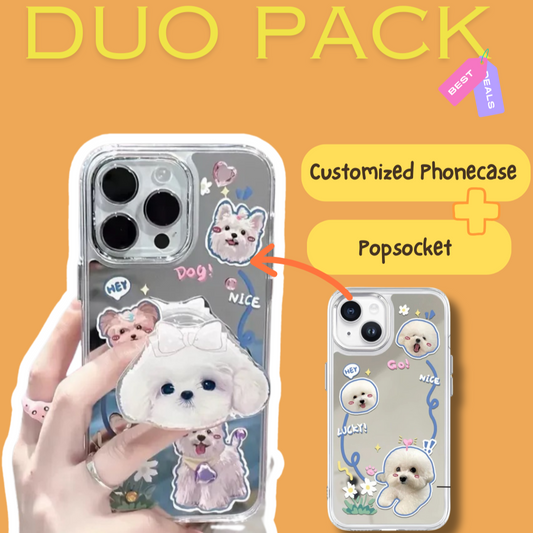 Duo pack customize pet phonecase and popsocket-front