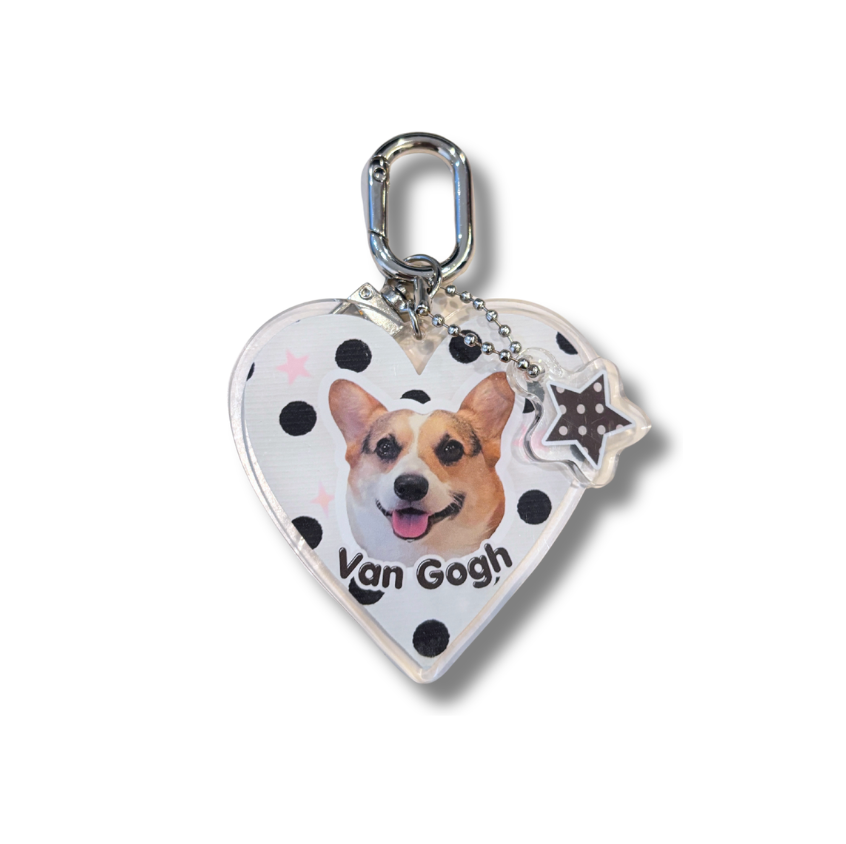 Customize Polka Dot Heart Keychain