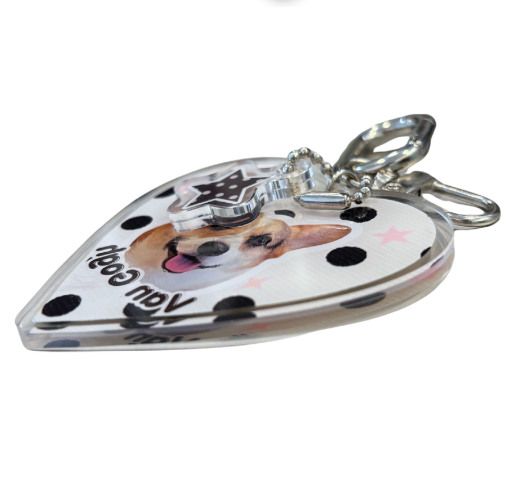 Customize Polka Dot Heart Keychain